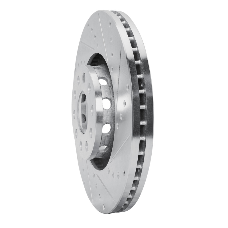 Volkswagen Passat Brake Rotor (1) - Front Right - R1 Concepts - Drilled & Slotted - Silver - `02-`05